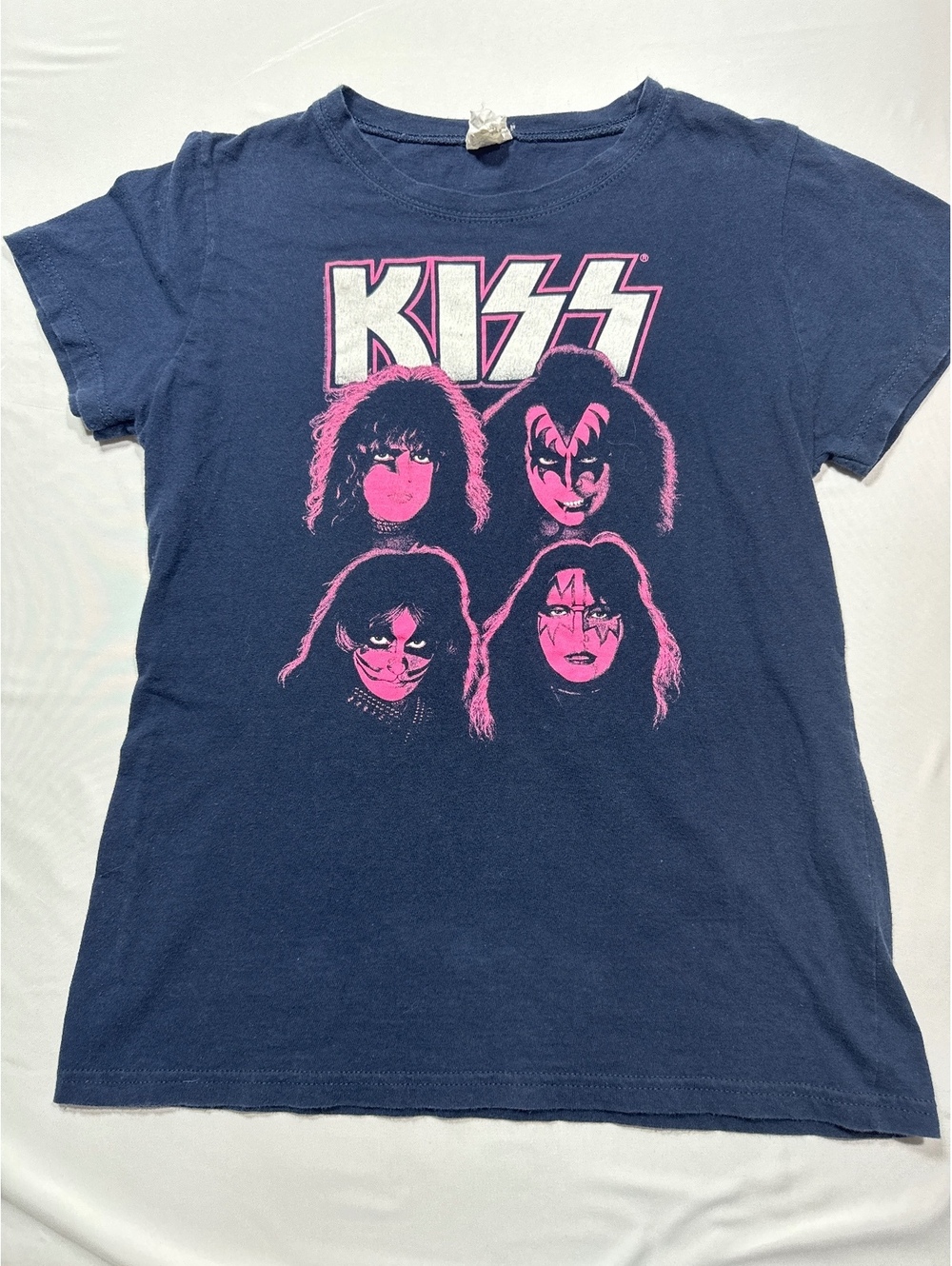 Vintage KISS Band Tee XL Navy Blue Rocker Shirt